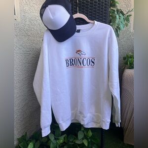 White Denver Broncos crewneck, NFL Gameday sweatshirt